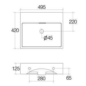 Lineabeta - Lavabo rettangolare da appoggio/sospeso Quarelo 49,5x42cm bianco
