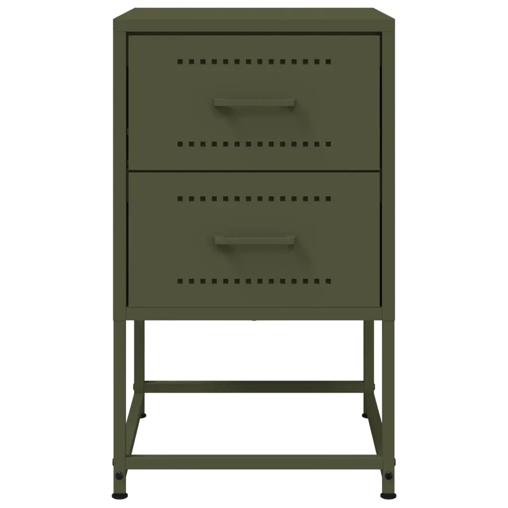 Comodini 2 pz-Set di 2 Tavolino da notte Verde Oliva 36x39x60,5 cm in Acciaio 703726