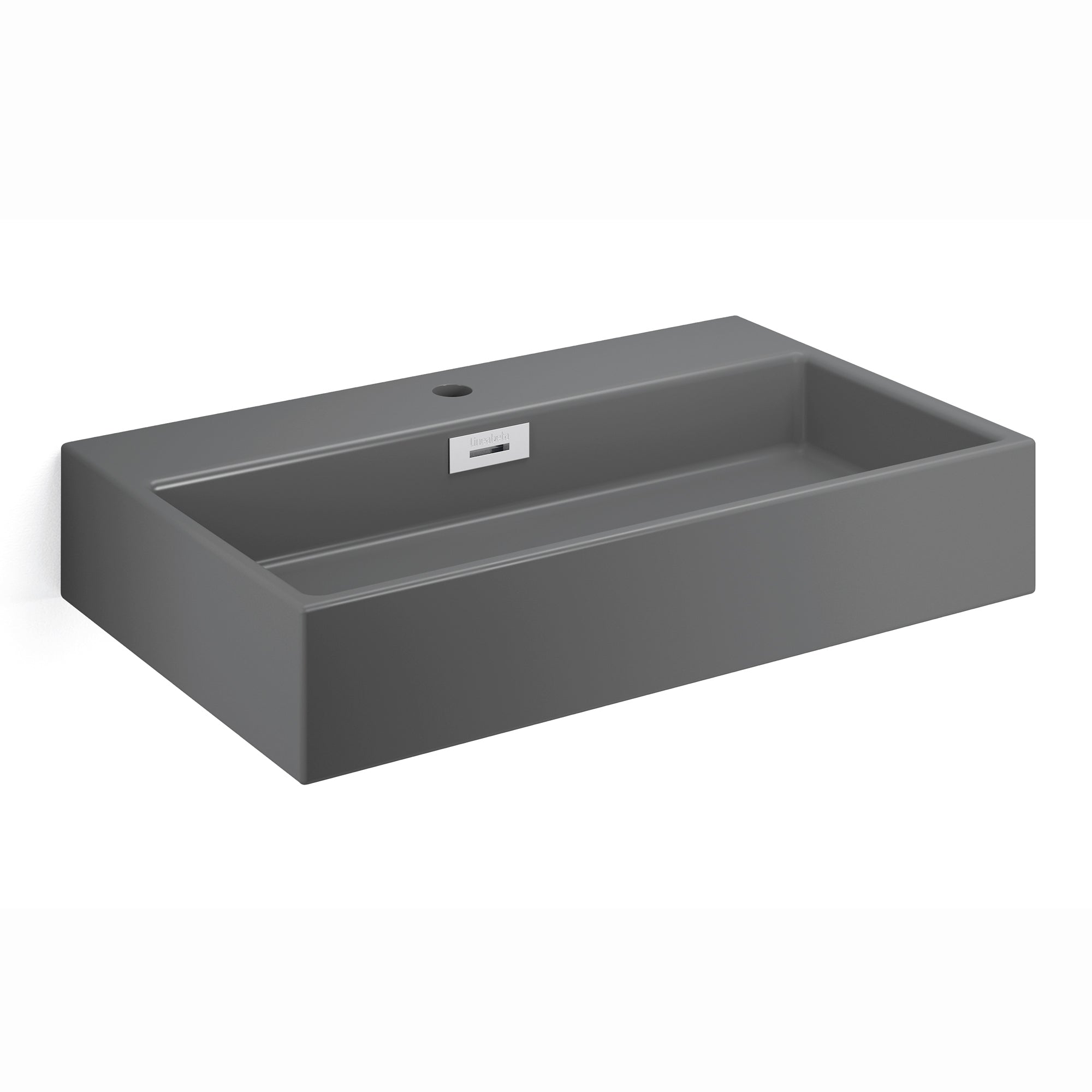 Lineabeta - Lavabo da appoggio/sospeso con foro rubinetto 70x42 grigio opaco