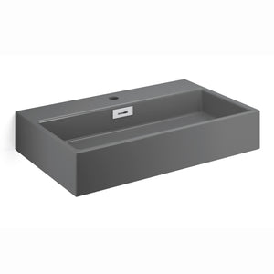 Lineabeta - Lavabo da appoggio/sospeso con foro rubinetto 70x42 grigio opaco