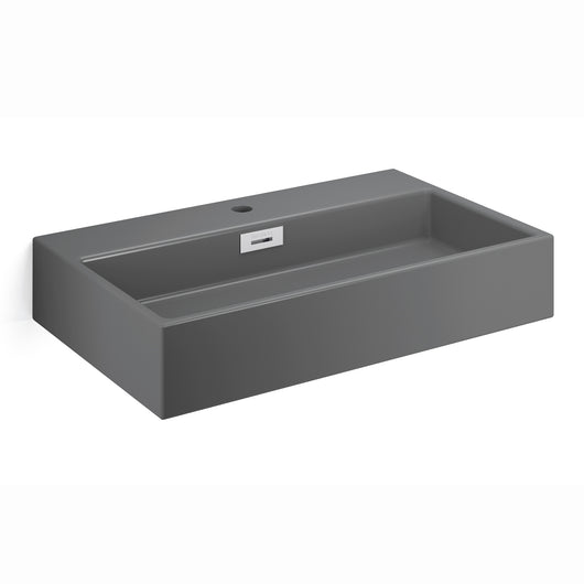 Lineabeta - Lavabo da appoggio/sospeso con foro rubinetto 70x42 grigio opaco