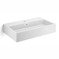 Lineabeta - Lavabo da appoggio/sospeso con foro rubinetto 70x42 bianco opaco