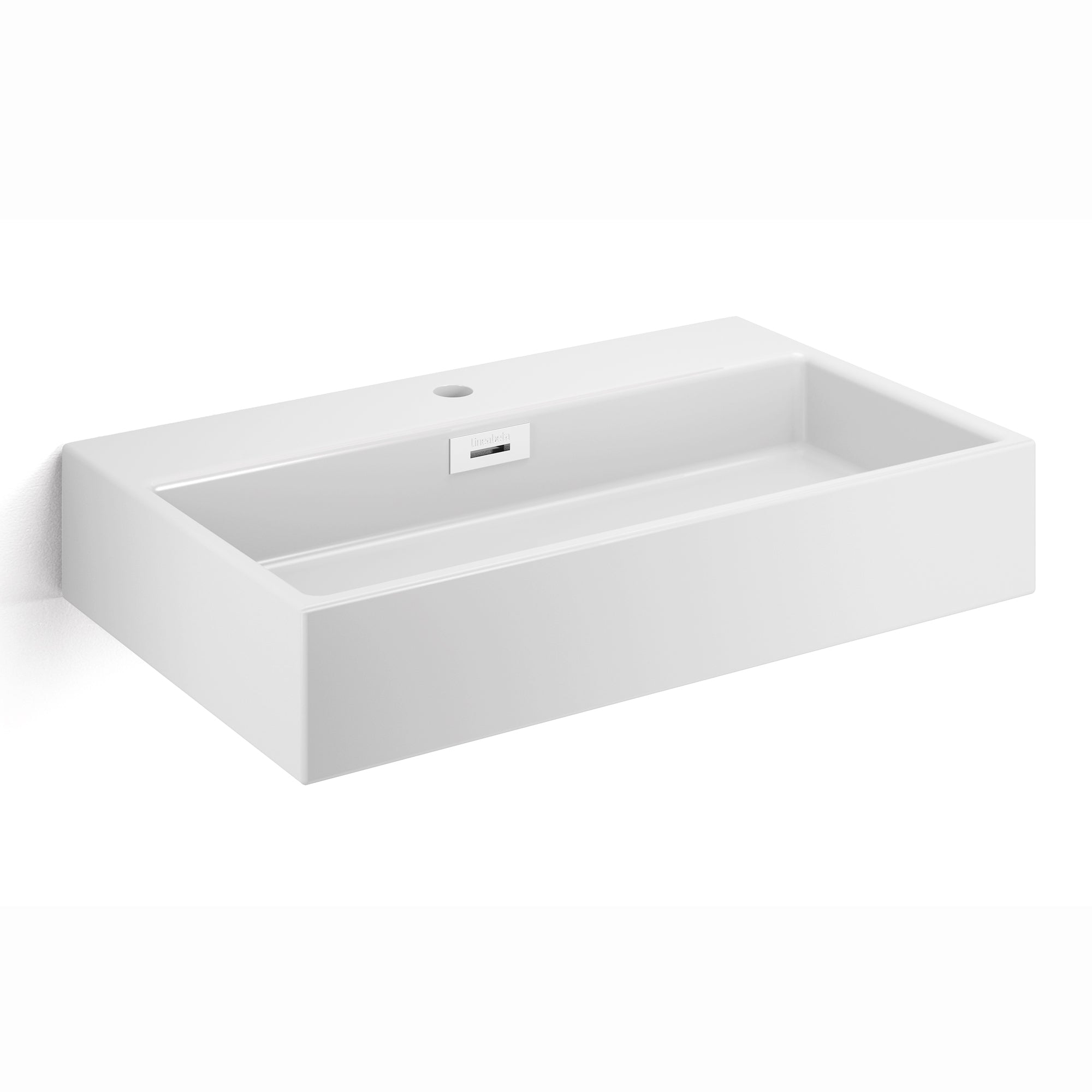 Lineabeta - Lavabo da appoggio/sospeso con foro rubinetto 70x42 bianco opaco