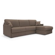 Evans Divano letto angolare con penisola in morbido tessuto impermeabile T13 252 cm Sinistro (mat. 140x197)  marrone