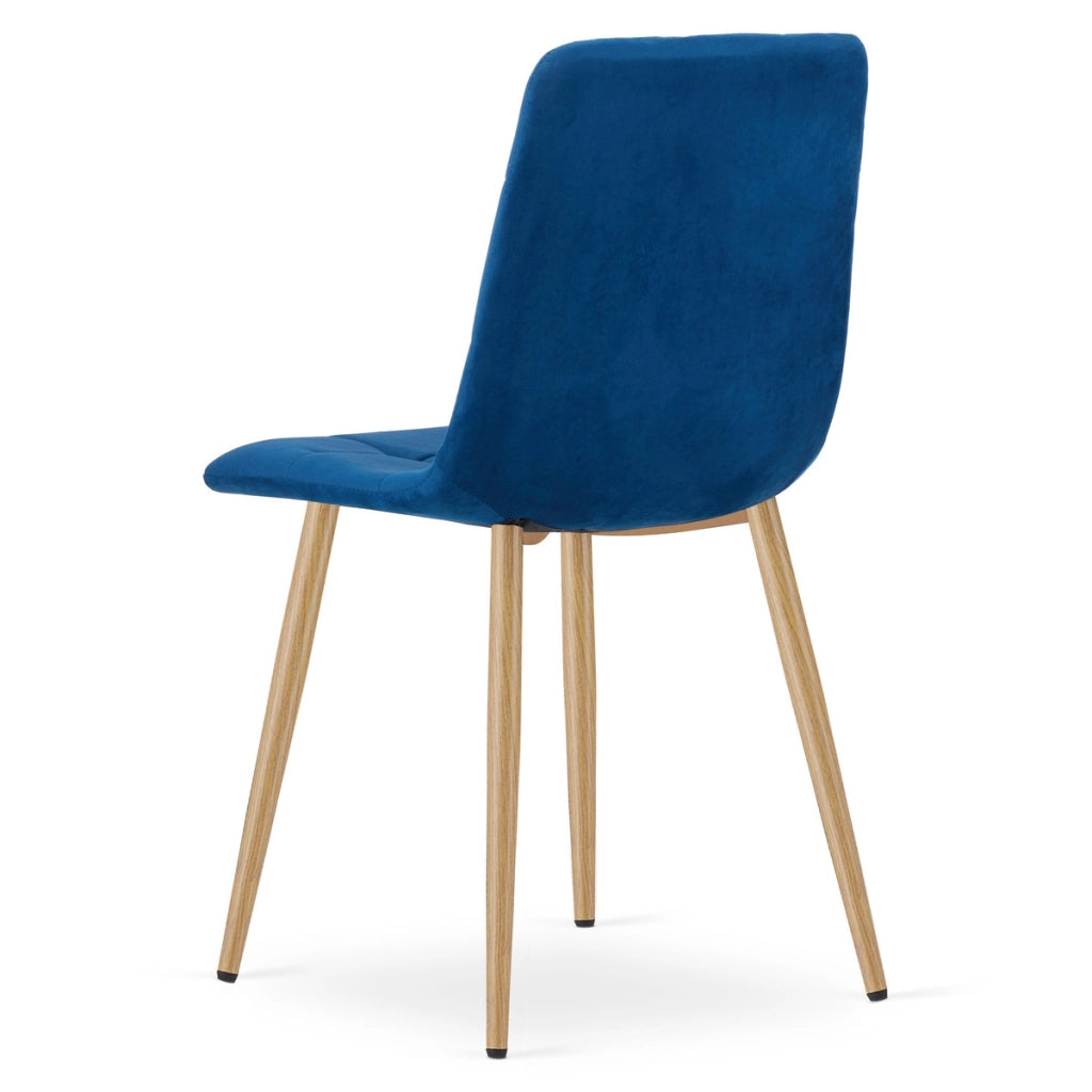 Set di 2 sedie Kara in velluto blu e gambe effetto legno