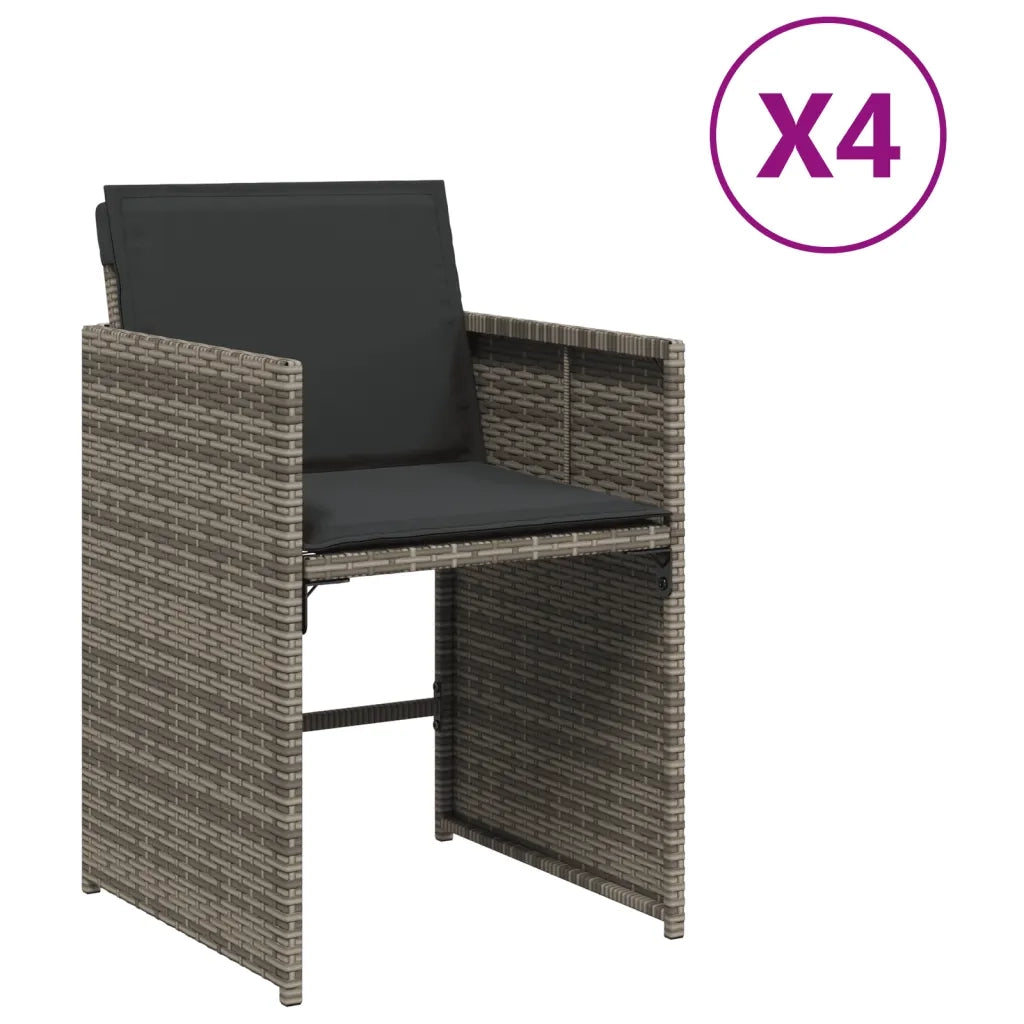 Sedie da Giardino con Cuscini 4pz Grigio in Polyrattan 4007457