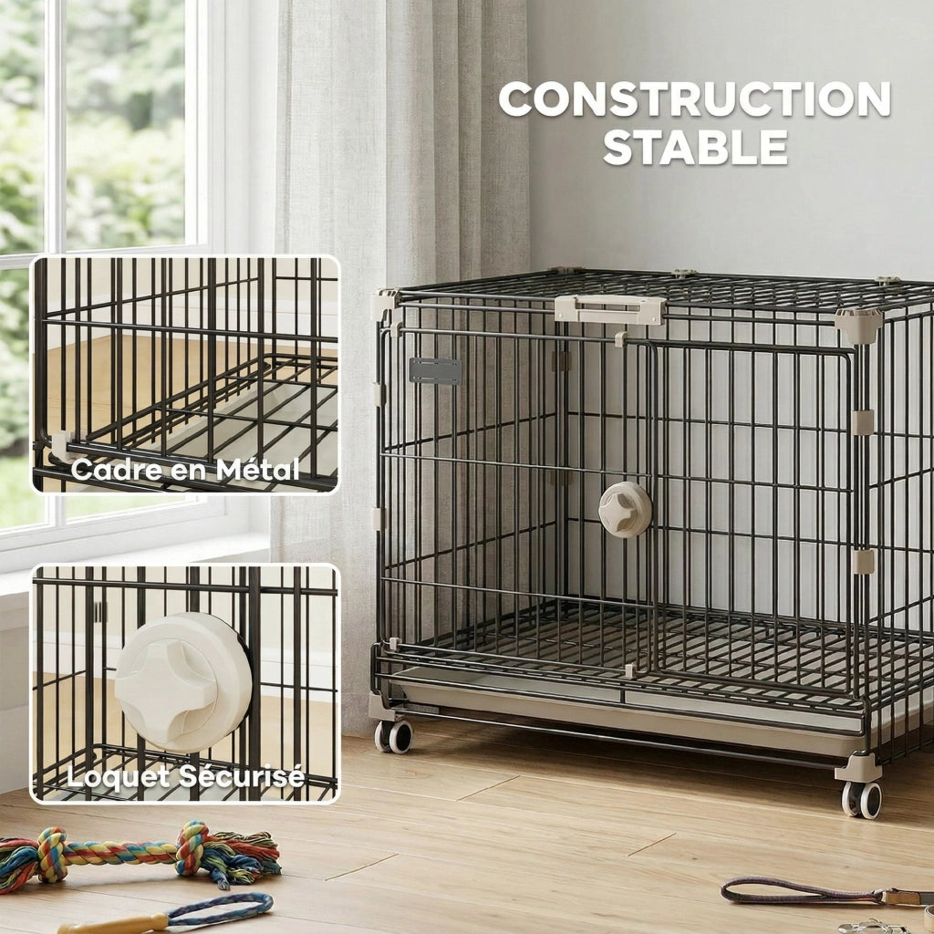Cage per Cani ¨C Zephmum ¨C Nero, 60.5x45.5x54.5 cm