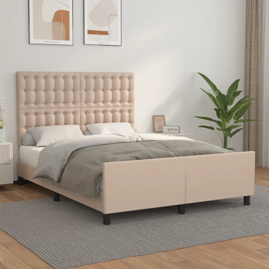 Letto matrimoniale | Letto per adulti | Giroletto con Testiera Cappuccino 140x200 cm in Similpelle