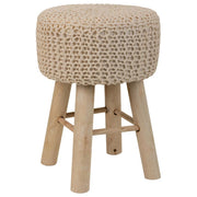 Sgabello in cotone intrecciato e legno marrone 32x32x44h