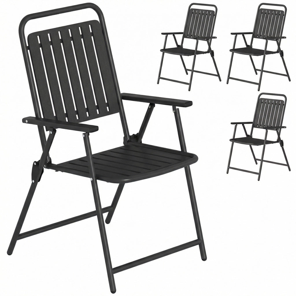 Sedie da giardino pieghevoli ¨C zephmum ¨C nere, metallo, 55x63x93 cm