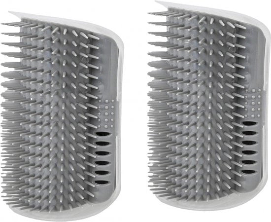 Set di spazzole per gatti - 2 pezzi - Spazzola angolare per gatti - Spazzola per gatti - Auto-spazzola per gatti - Per installazione su parete, pilastro o piede di tavolo - Auto-spazzolatrice per gatti - Spazzola massaggiante per gatti