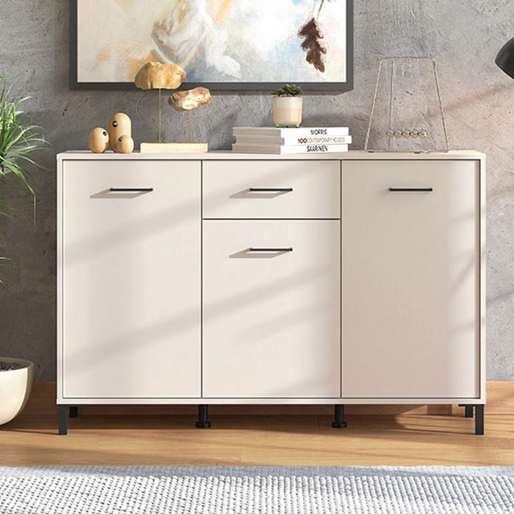 Madia Laerru, Credenza un Cassetto, 138x40x90h cm Bianco Crema