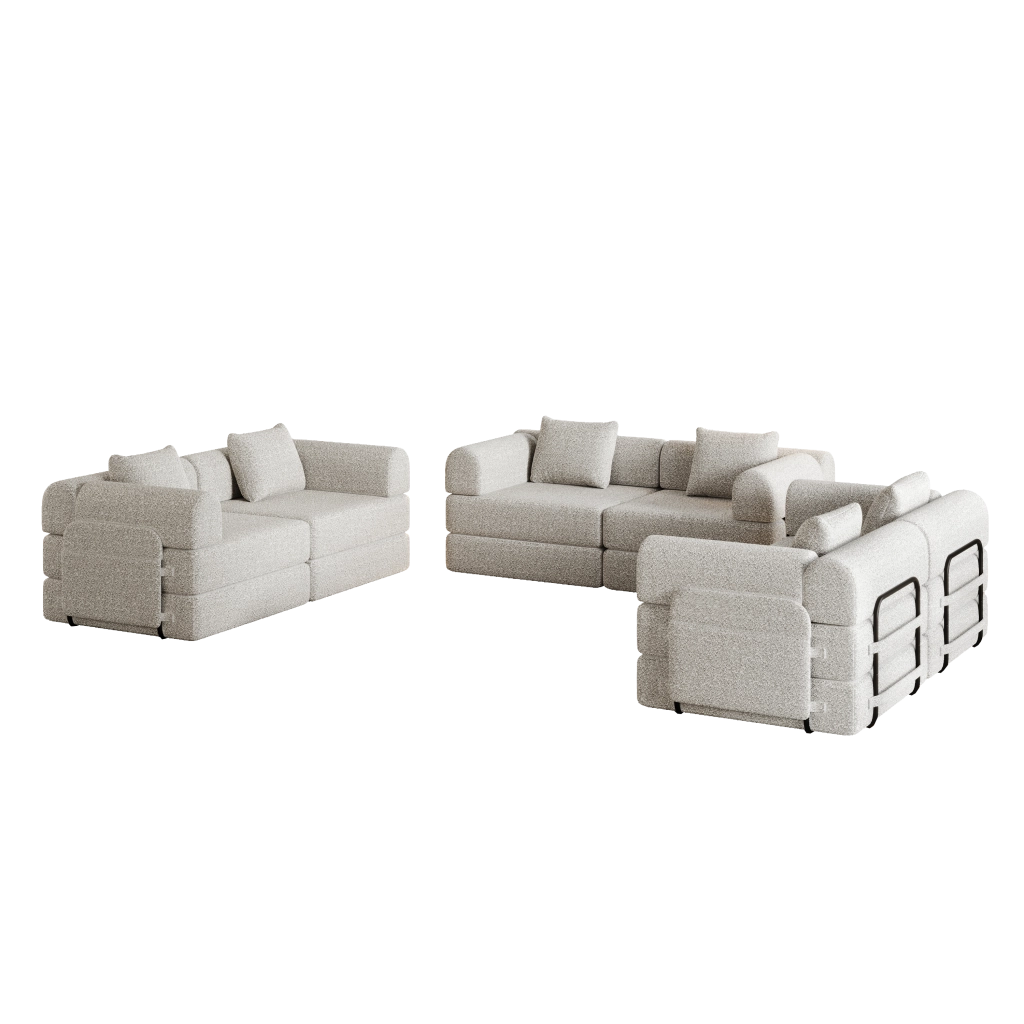 Divano Letto 2 in 1 con Vano Portaoggetti ¨C MINIMAL ¨C Chenille, Struttura Metallo