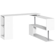 EasyComfort Scrivania Moderna, Angolare e Girevole con Libreria, Tavolo da Pranzo in Truciolato Bianco, 140x120x78 cm