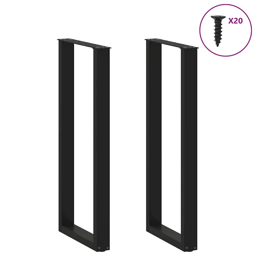 Set di 2 gambe regolabili per tavolo da bar a forma di U 40 x 110-111 cm in acciaio verniciato a polvere nero 02_0057480