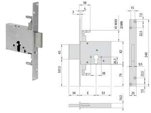 SERRATURA TRIPLICE DA INFILARE A CILINDRO 56016- - mm.70 (56016700) - 1 pezzi CISA