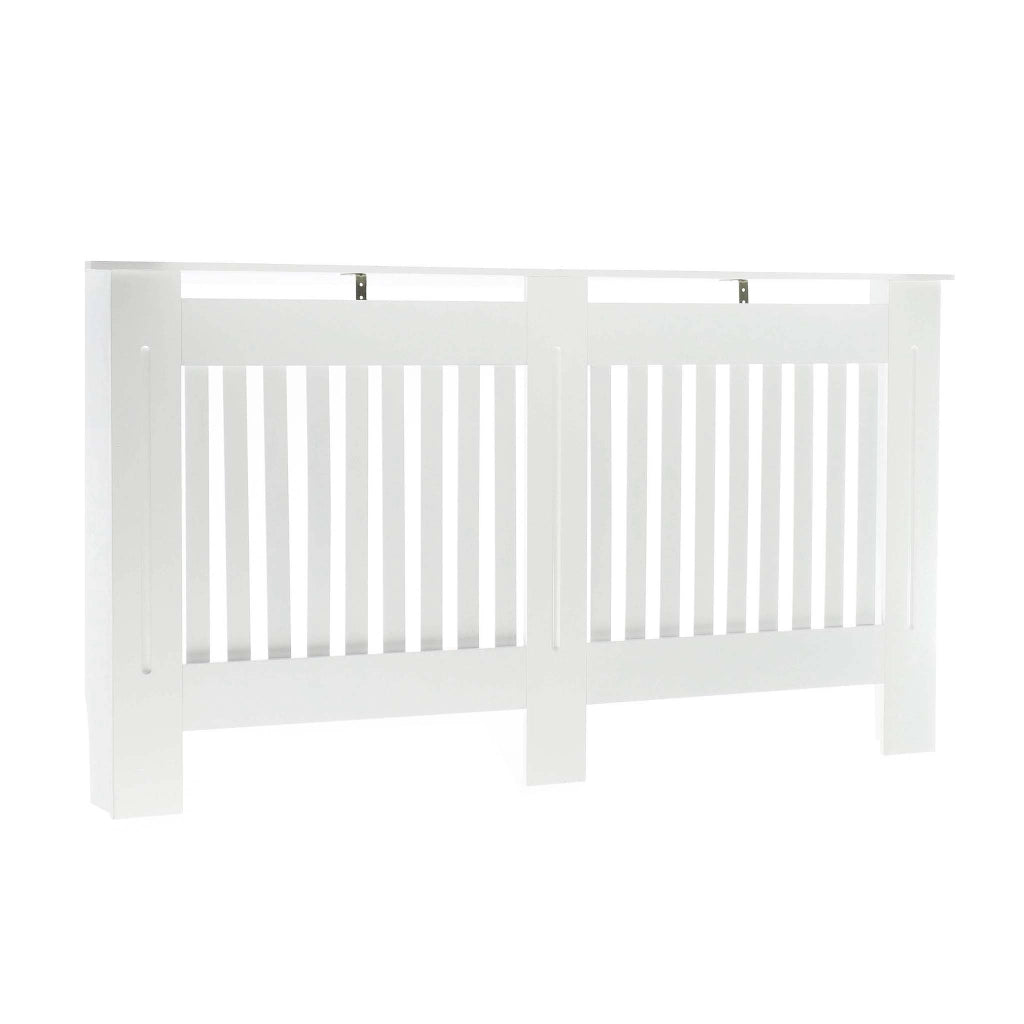 Toboli Copritermosifone in MDF bianco 172x19x82cm Copricalorifero a doghe