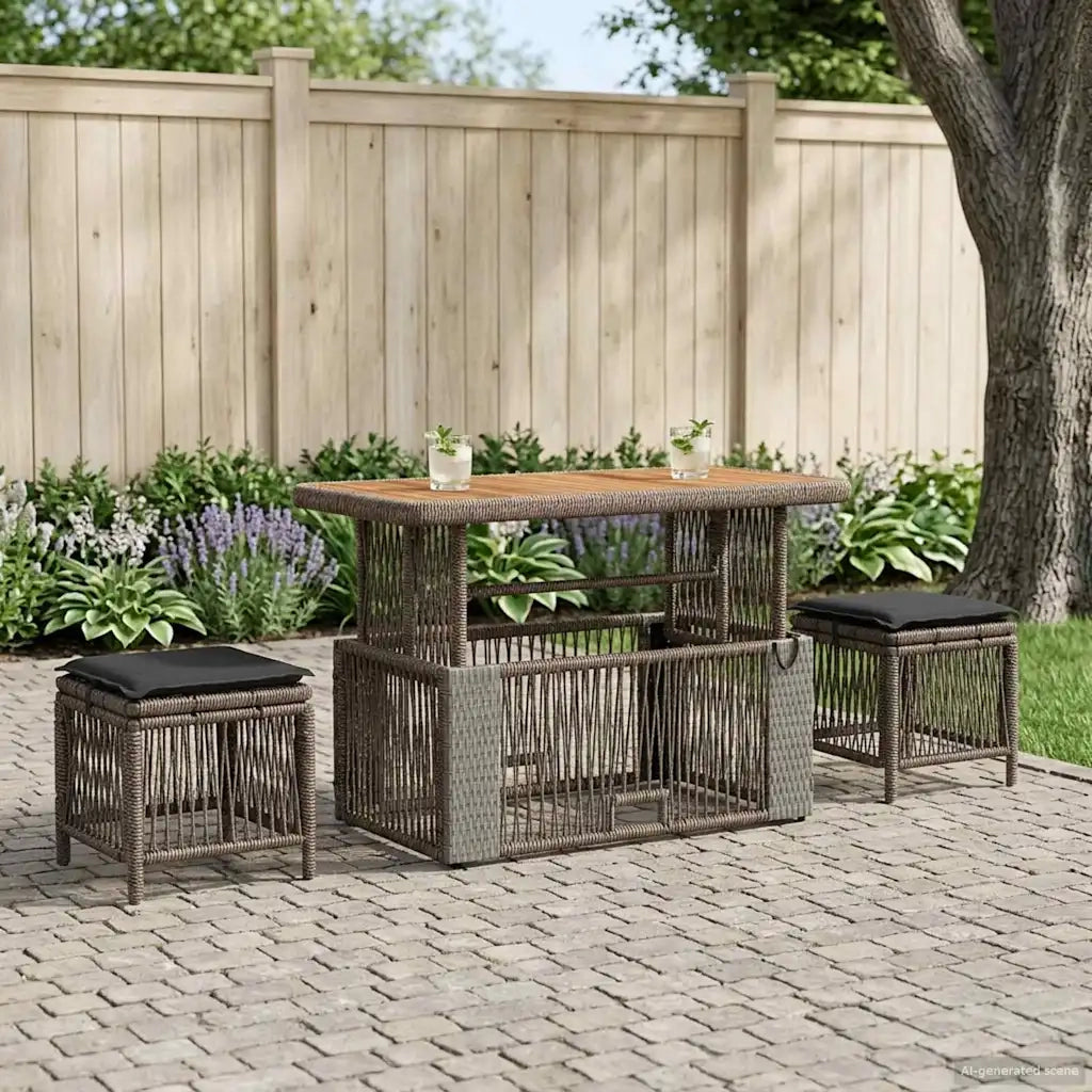 Set da Pranzo per Giardino 4 pz | Set Salotto da Giardino Grigio e Grigio Scuro