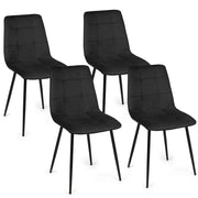 IDMarket - Set di 4 sedie da pranzo MILA in velluto nero