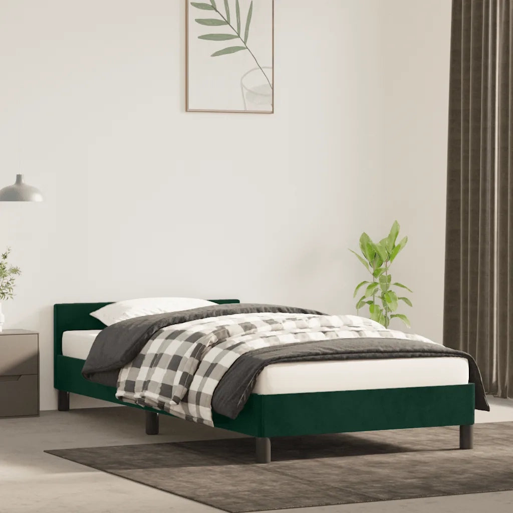 Giroletto con Testiera Verde Scuro 80x200 cm in Velluto