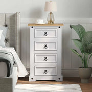 Comodino Corona Bianco 53 x 39 x 84 cm Pino massello 42021190