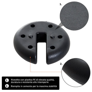 Base per Gazebo 4 pezzi Riempito con Cemento 2.3kg Ø20x4.5 cm