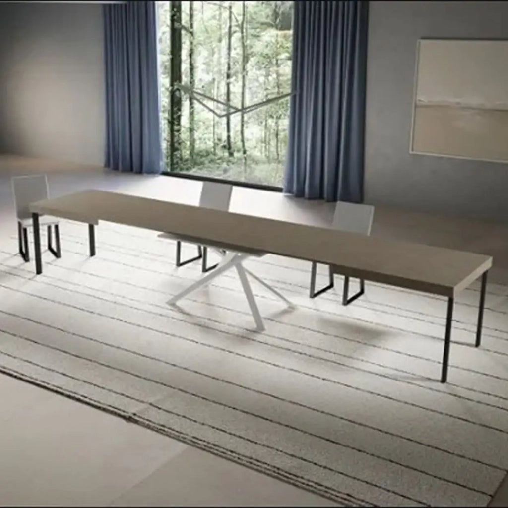 Tavolo allungabile 200/460x90 cm Niket tortora gambe bianche