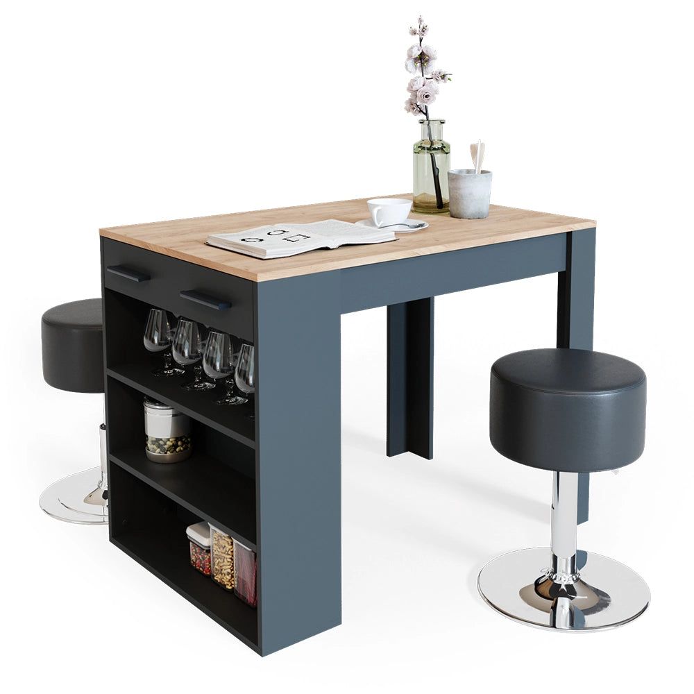 Vicco Set di tavoli da pranzo Antracite/quercia dorata 67 x 100 cm con 2 sgabelli