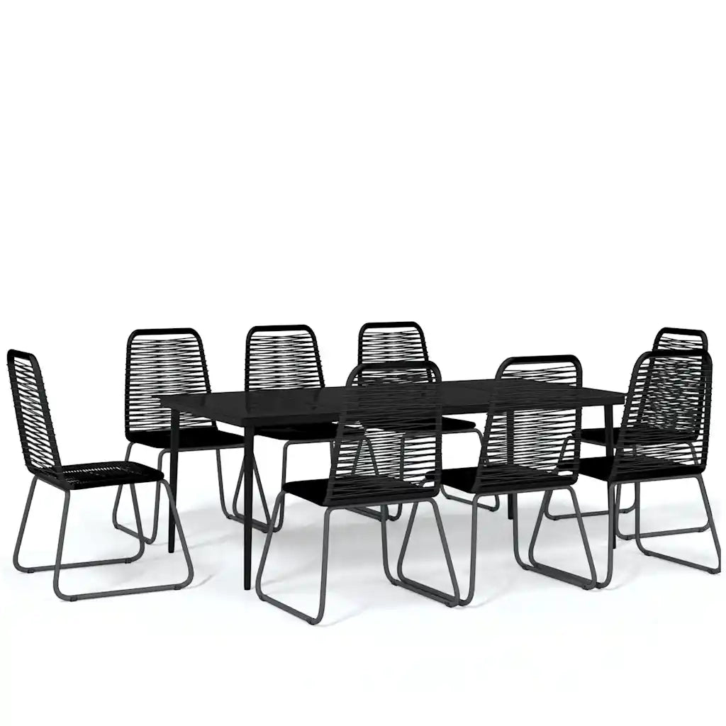 Set da Pranzo per Giardino 9 pz con Cuscini Nero 3099100