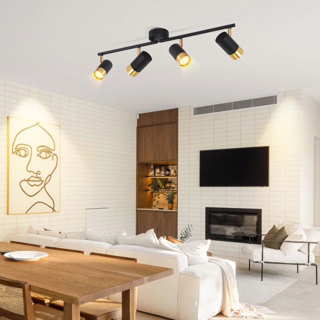 ZMH Faretto da soffitto 4 fiamme GU10 nero oro moderni per soggiorno