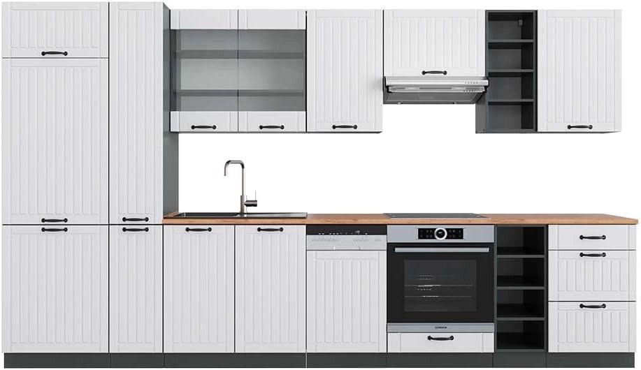 Cucina componibile Fame-Line, Quercia dorata, 355 cm senza piano di lavoro, adatto per l'espansione personalizzata con moduli aggiuntivi