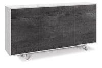 Madia 3 Ante 3 Cassetti 164x92x41 cm Ossido Bianco/Ossido Nero