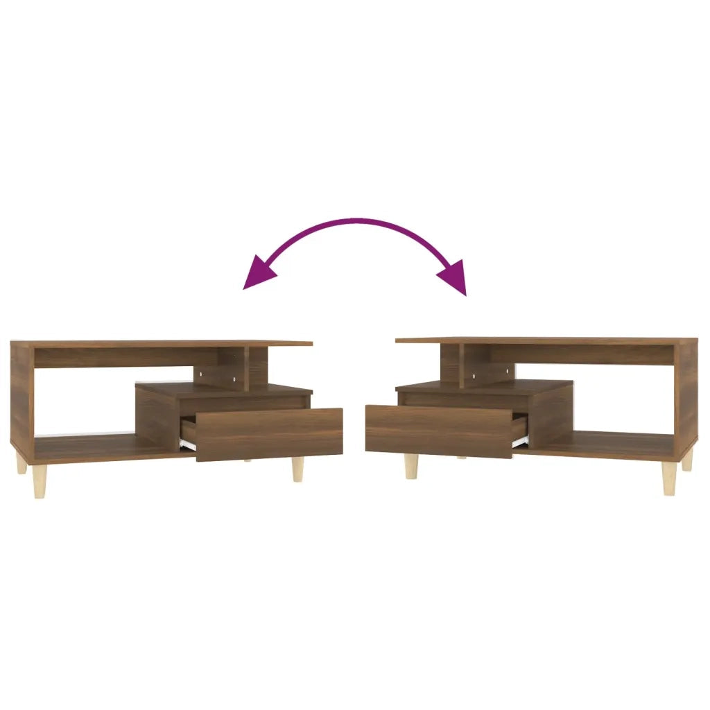 Tavolino Salotto Rovere Marrone 90x49x45 cm Legno Multistrato 819619
