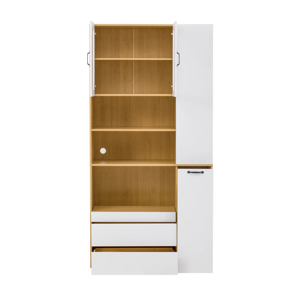 Libreria Alta con Ripiani Regolabili e Cassetti ¨C MINIMAL ¨C Bianco e Naturale