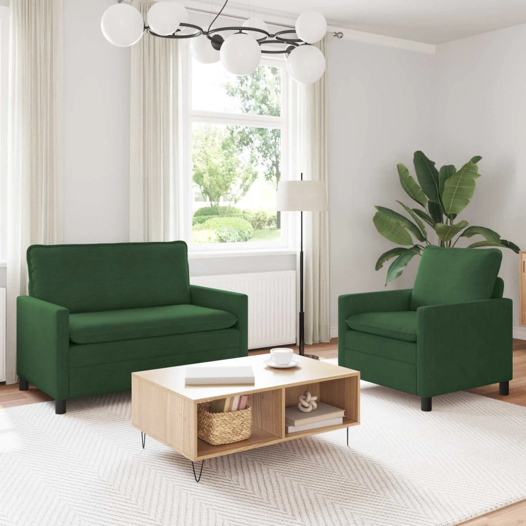 Set di divani 2 pcs Verde Giungla Tessuto