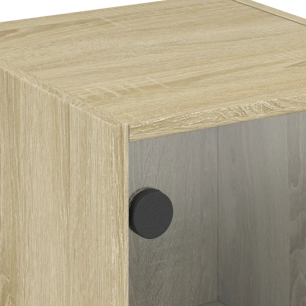 Comodino con Anta in Vetro Rovere Sonoma 35x37x42 cm 836347