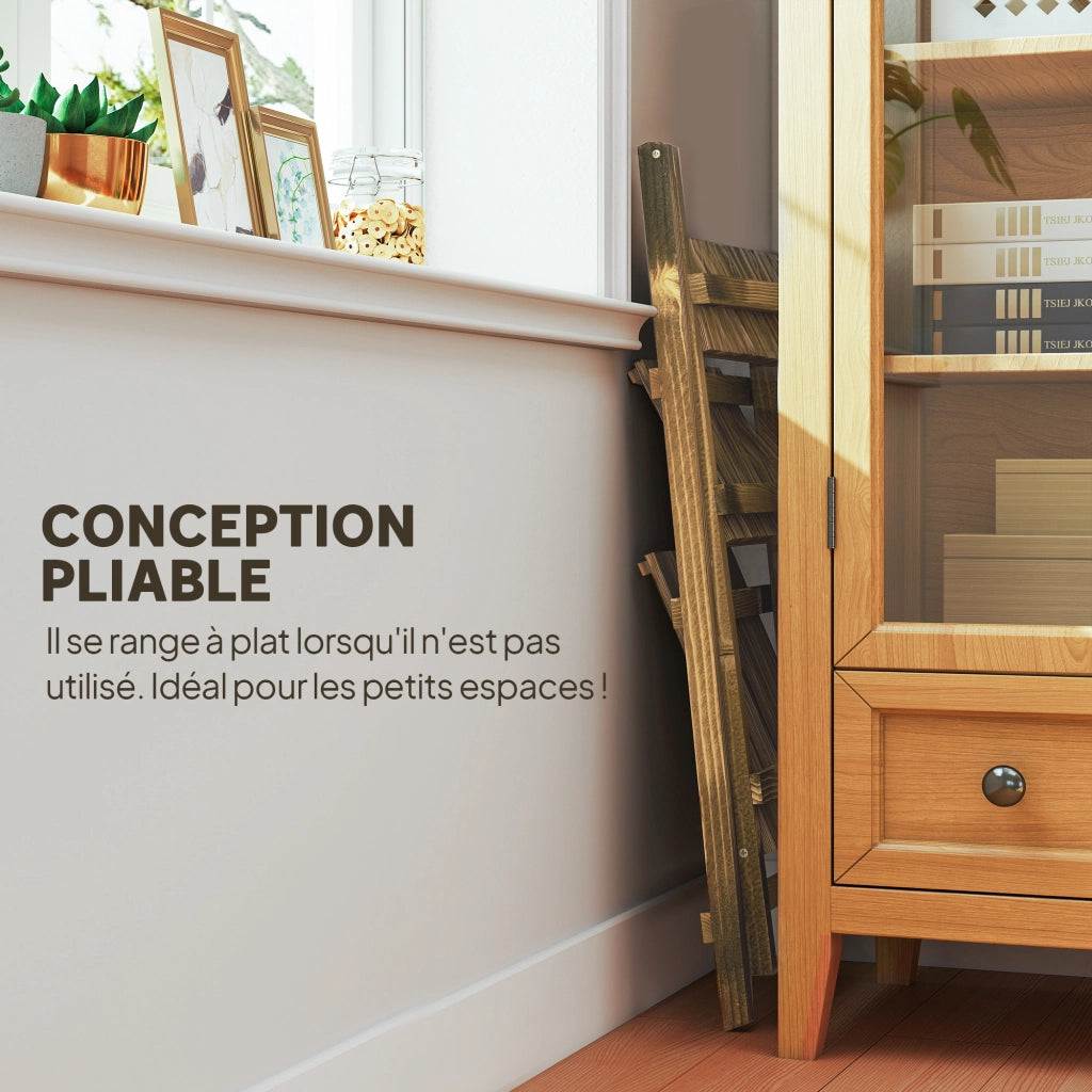 Libreria piramidale pieghevole con 3 ripiani ¨C zephmum ¨C legno 80x37x93 marrone