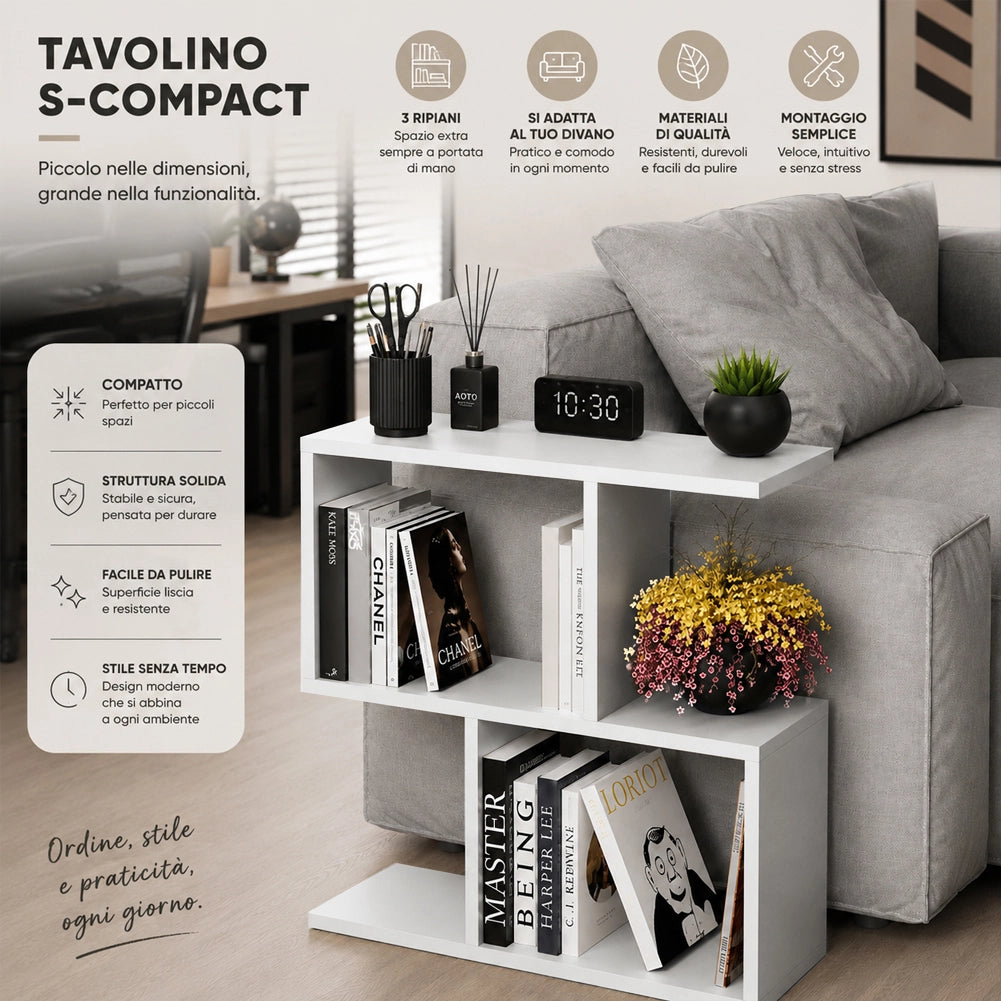 Tavolino da Caffè Bianco Tavolo S Divano Soggiorno Design Moderno 60x60x19.5 cm