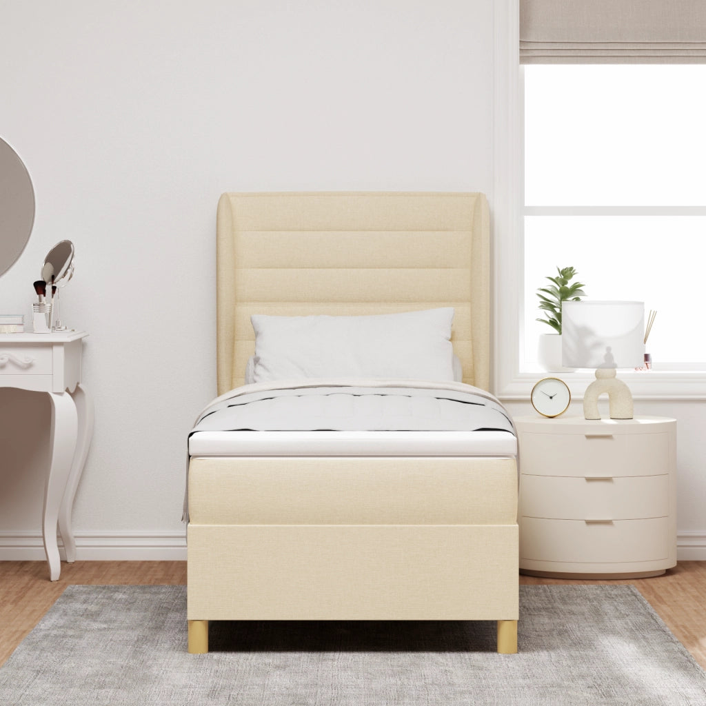 Letto a Molle con Materasso  Crema 90x190 cm Tessuto