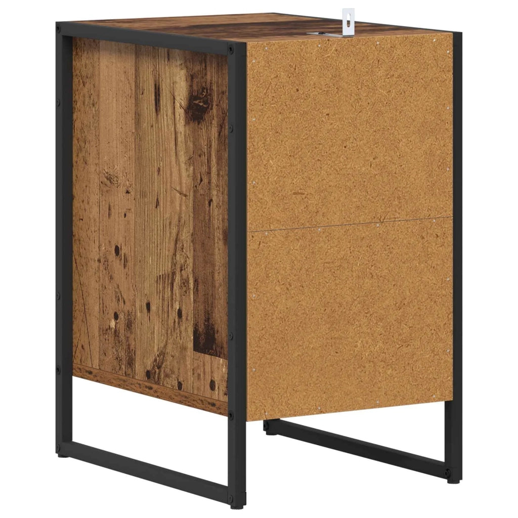 Comodino con cassetto 2 pcs Legno vecchio 39,5 x 30 x 50 cm