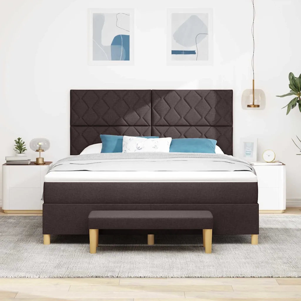 Letto a molle con materasso Marrone Scuro 180 x 200 cm Tessuto 3344397