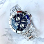 Trade Shop - Orologio Polso Coss Uomo Analogico Quarzo Luminoso Ghiera Silver Quadrante Blu -