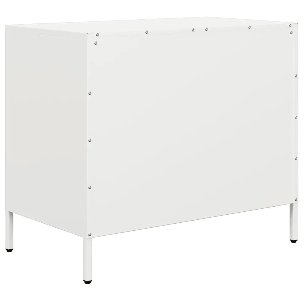 Credenza Bianca 68x39x58,5 cm in Acciaio Laminato a Freddo