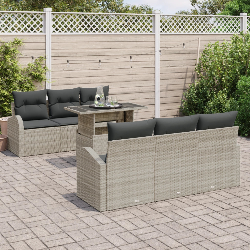 Set di Divani da Giardino  con Cuscini Grigio Chiaro Polyrattan