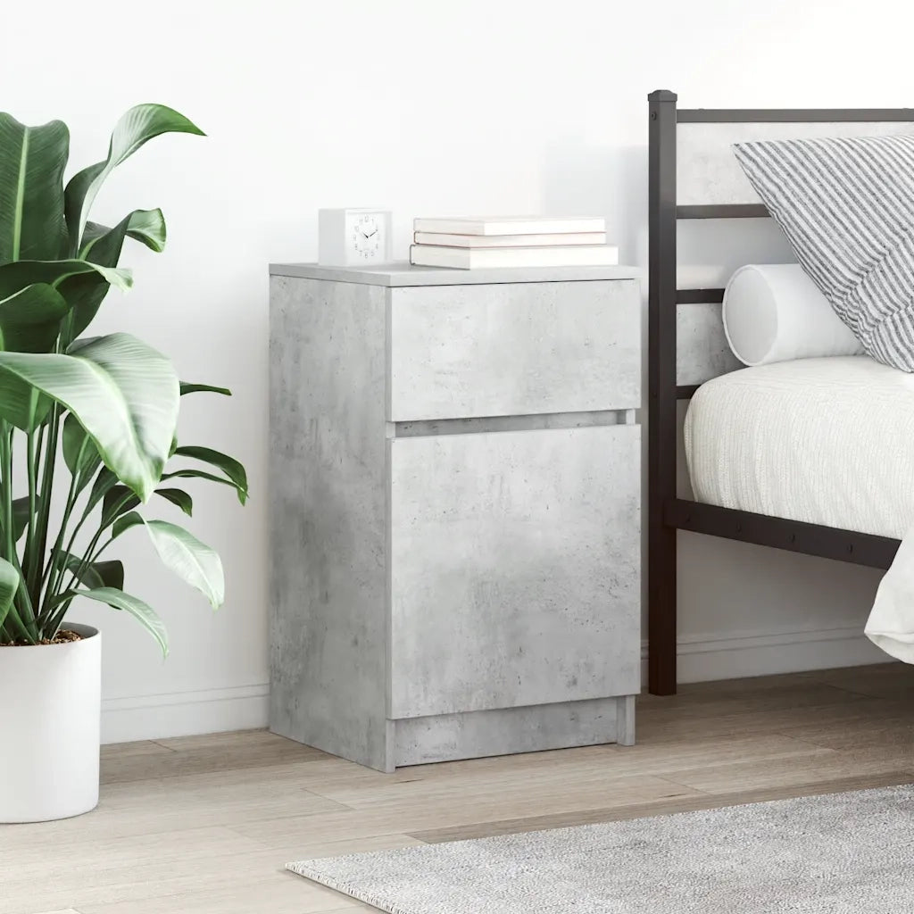 Comodino Grigio Cemento 39x35x65 cm in Legno Multistrato