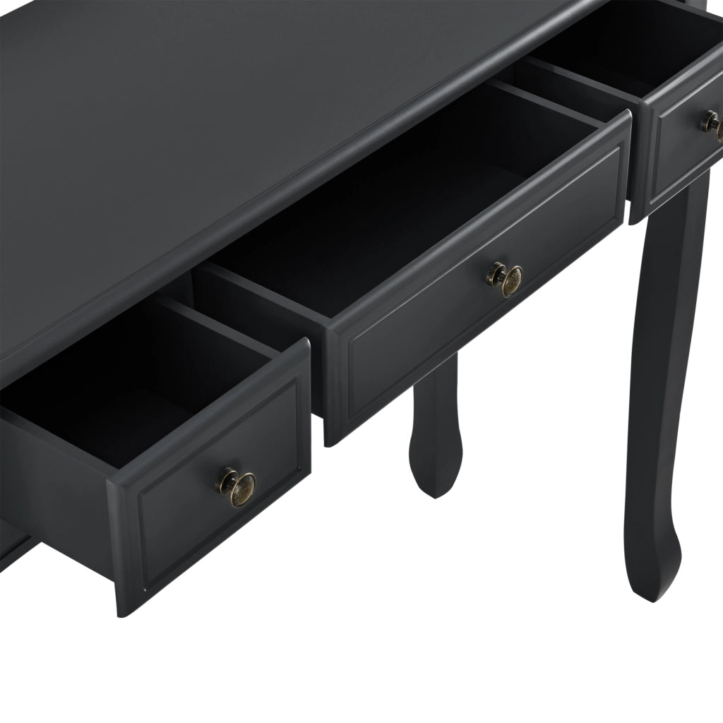 Tavolo Consolle Vintage con 3 Cassetti - Nero [en.casa]