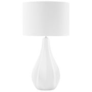 Lampada da Tavolo in Porcellana Beige Chiaro Paralume Tamburo 60H cm Glamour Soggiorno