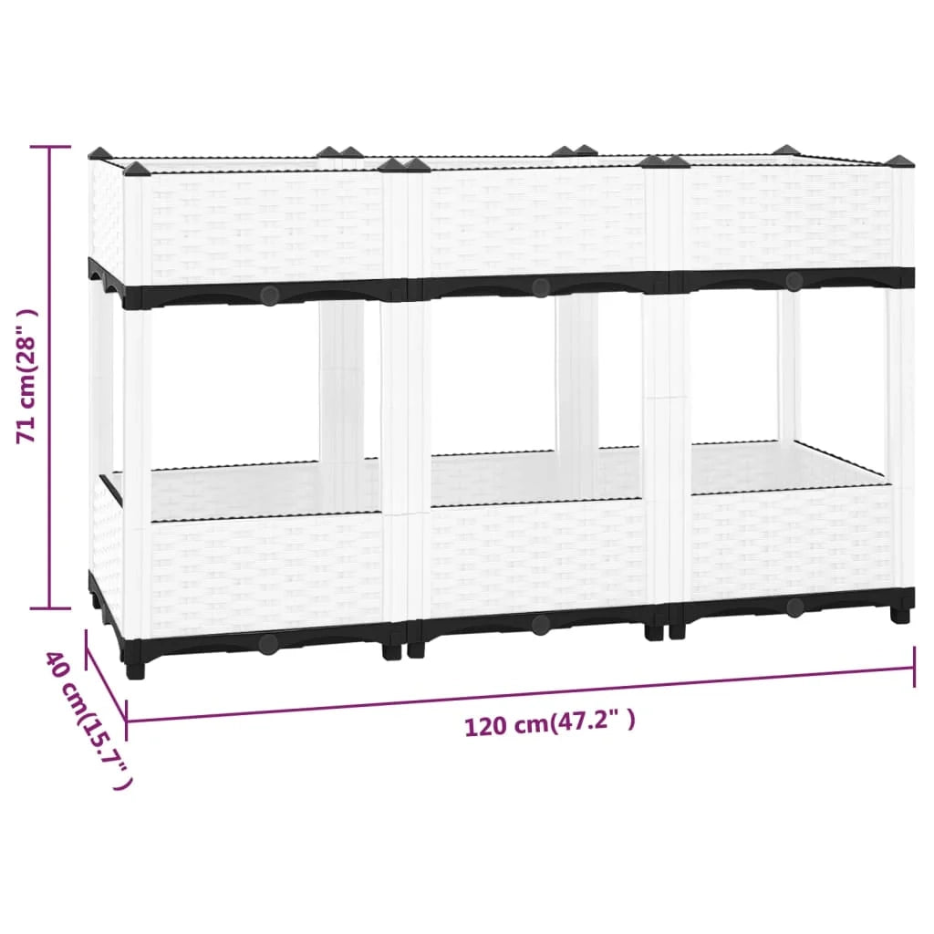 Fioriera rialzata per piante fiori terrazza giardino 120 x 40 x 71 cm polipropilene grigio 02_0039204