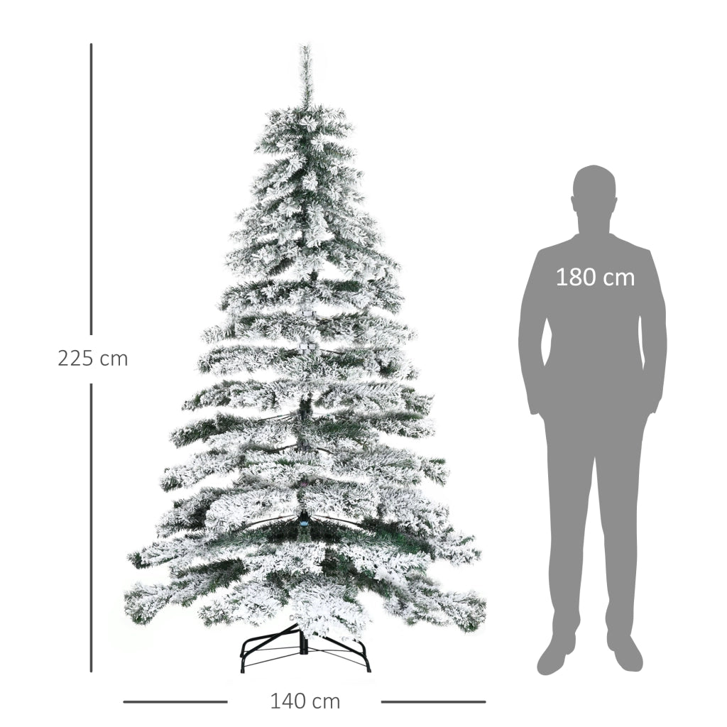 Albero di Natale Artificiale 225 cm ¨C Zephmum ¨C Verde e Bianco con Supporto in Metallo