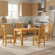Set da pranzo 5 pz Beige Legno di Quercia Massello 3430354